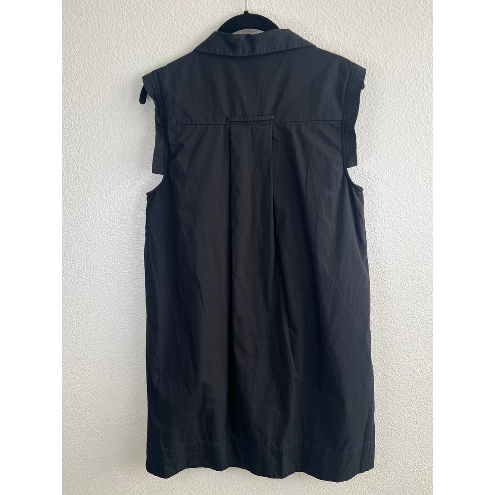 Banana Republic 100% Cotton Shift Dress Sleeveless Collared V-Neck Black Medium - Picture 8 of 10